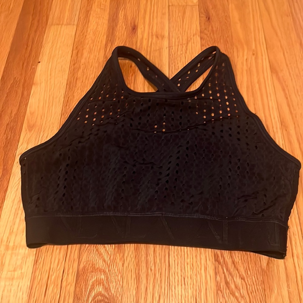 Alala Black Mesh Criss Cross Sports Bra